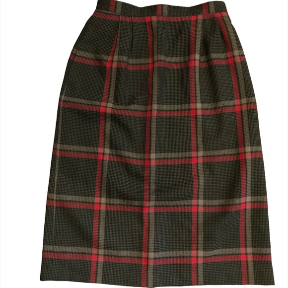 Vintage brown and red plaid skirt - Picture 1 of 6